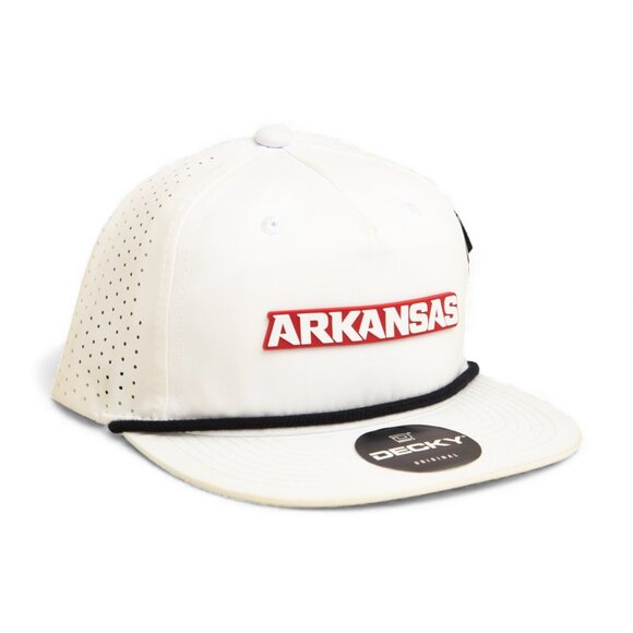 Arkansas Razorbacks ARKANSAS White 3D Perforated Rope Hat- White/ Black - Picture 1 of 3